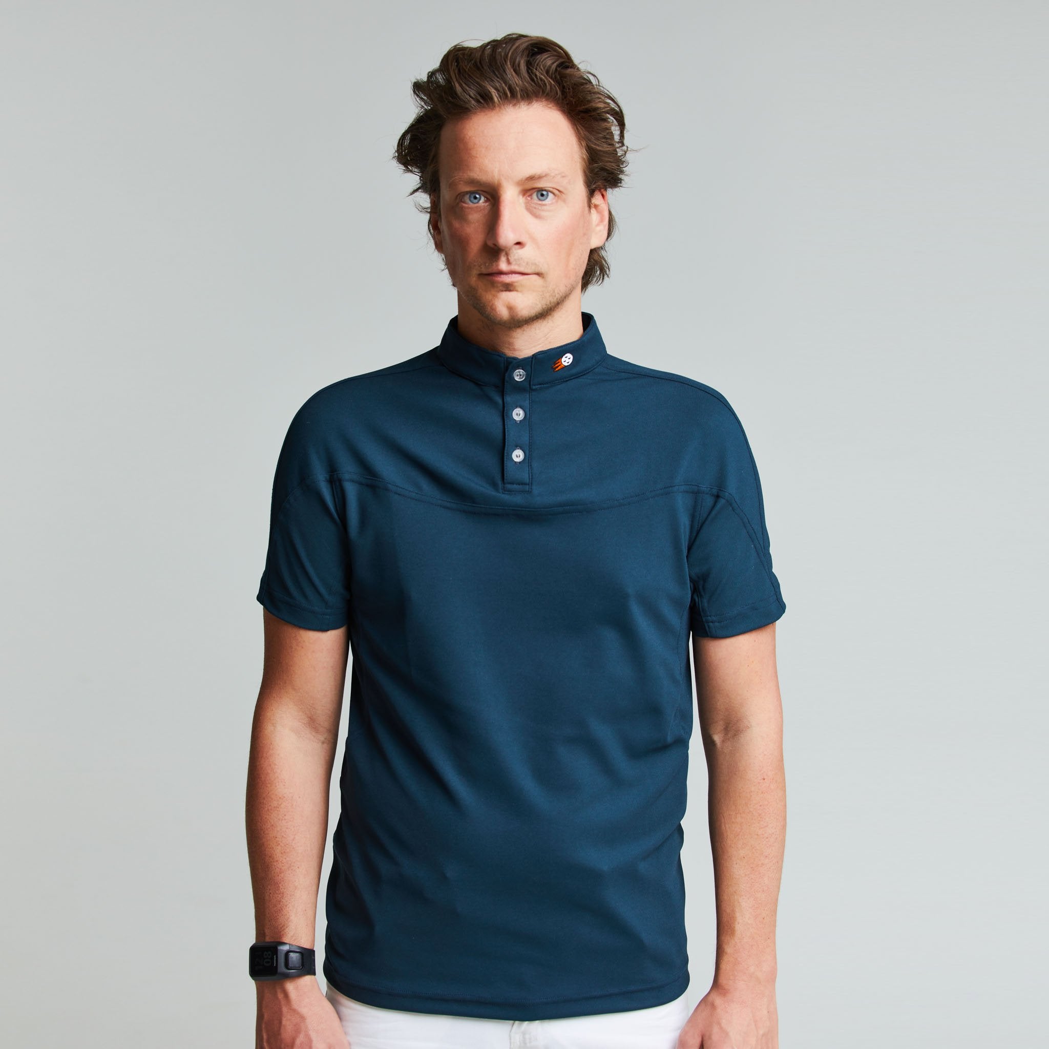 Golf Polo Men Untraced Blue Recycled materials Untraced Golfing