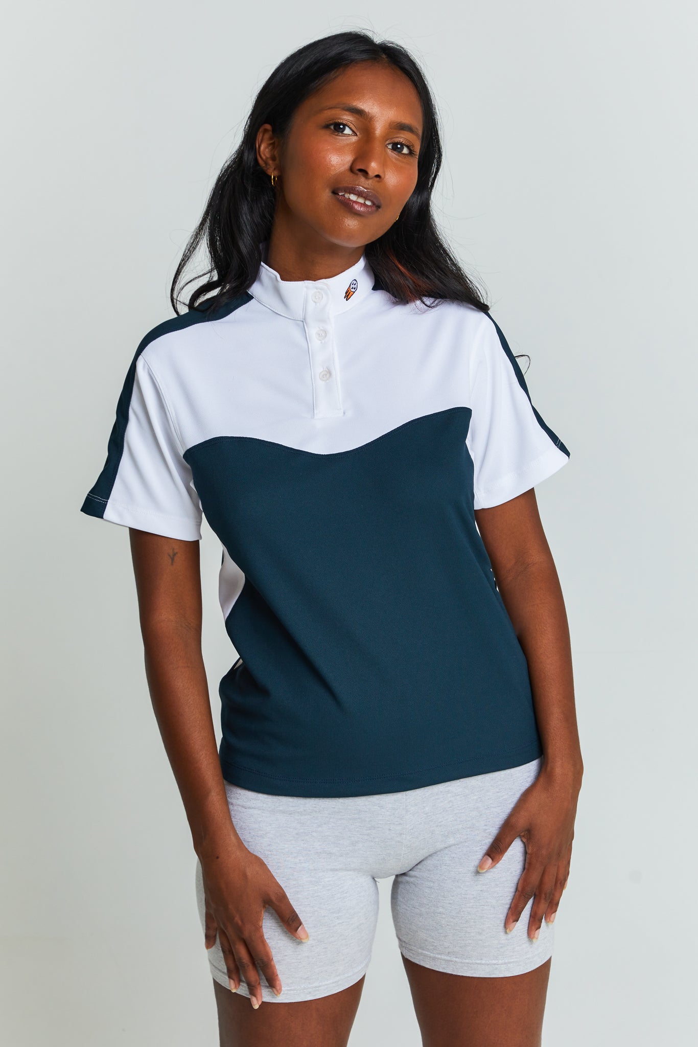 Golf Polo Women Untraced Blue and White Recycled materials Untraced Golfing