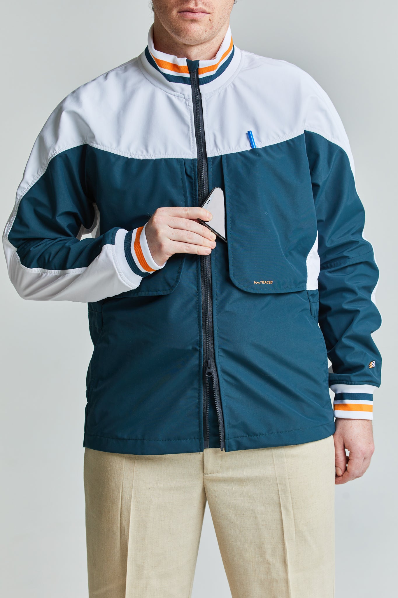 Golf jacket men Untraced Blue and White Recycled and bluesign approved materials Untraced Golfing