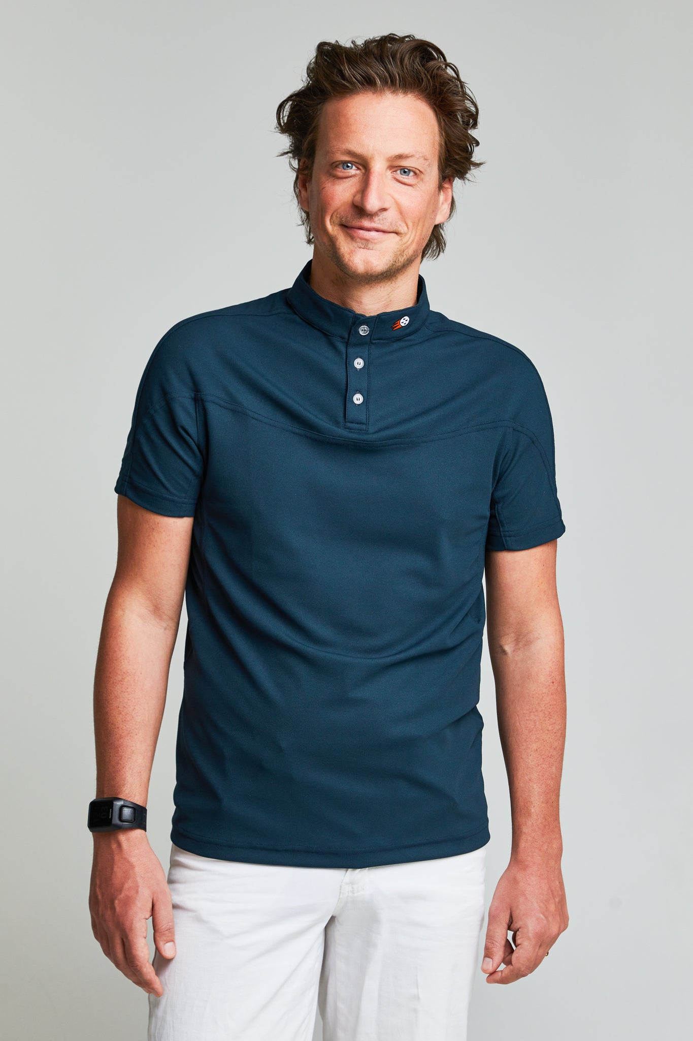 Golf Polo Men Untraced Blue Recycled materials Untraced Golfing